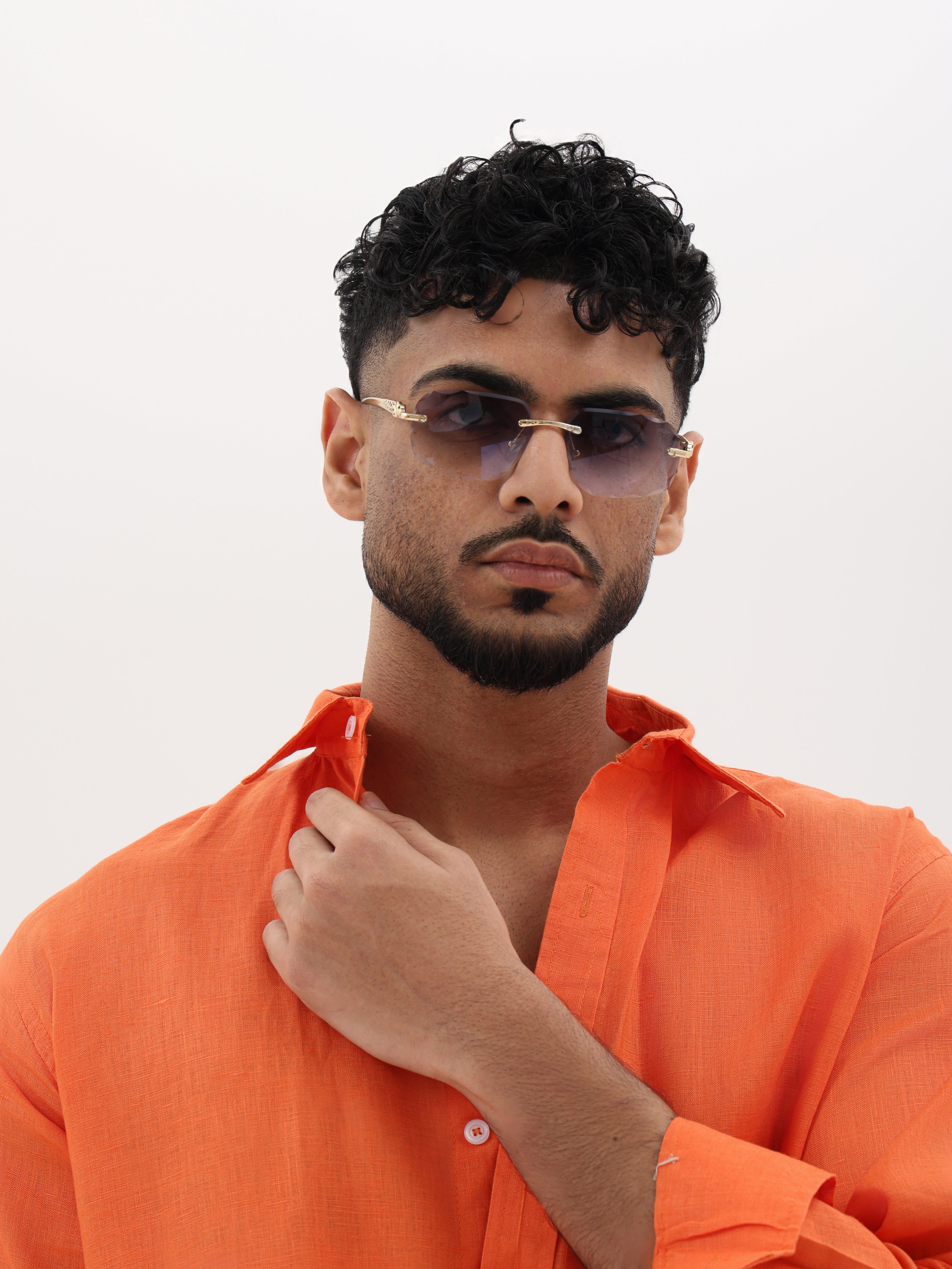 Pure Linen Shirt (Orange)