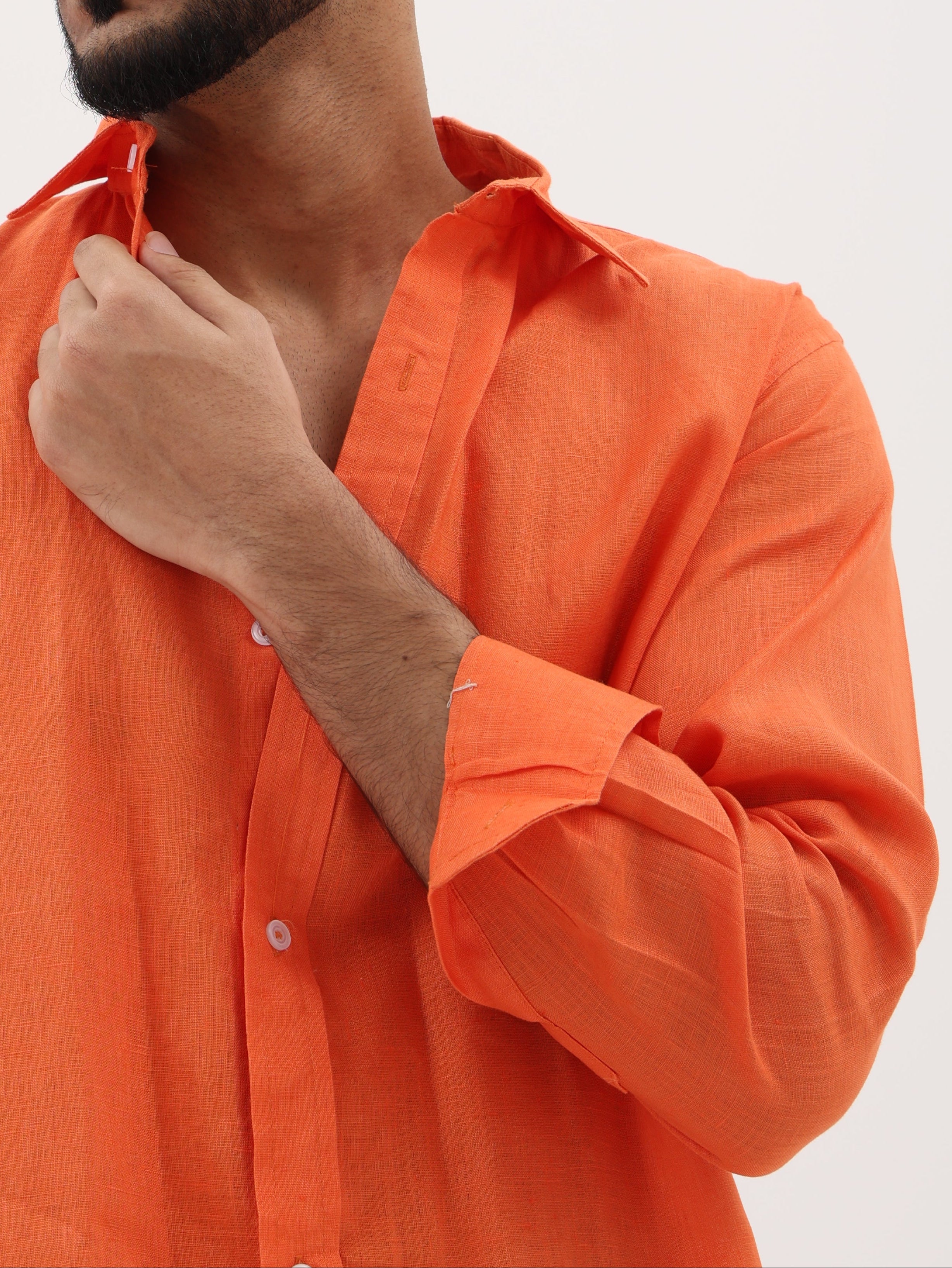Pure Linen Shirt (Orange)