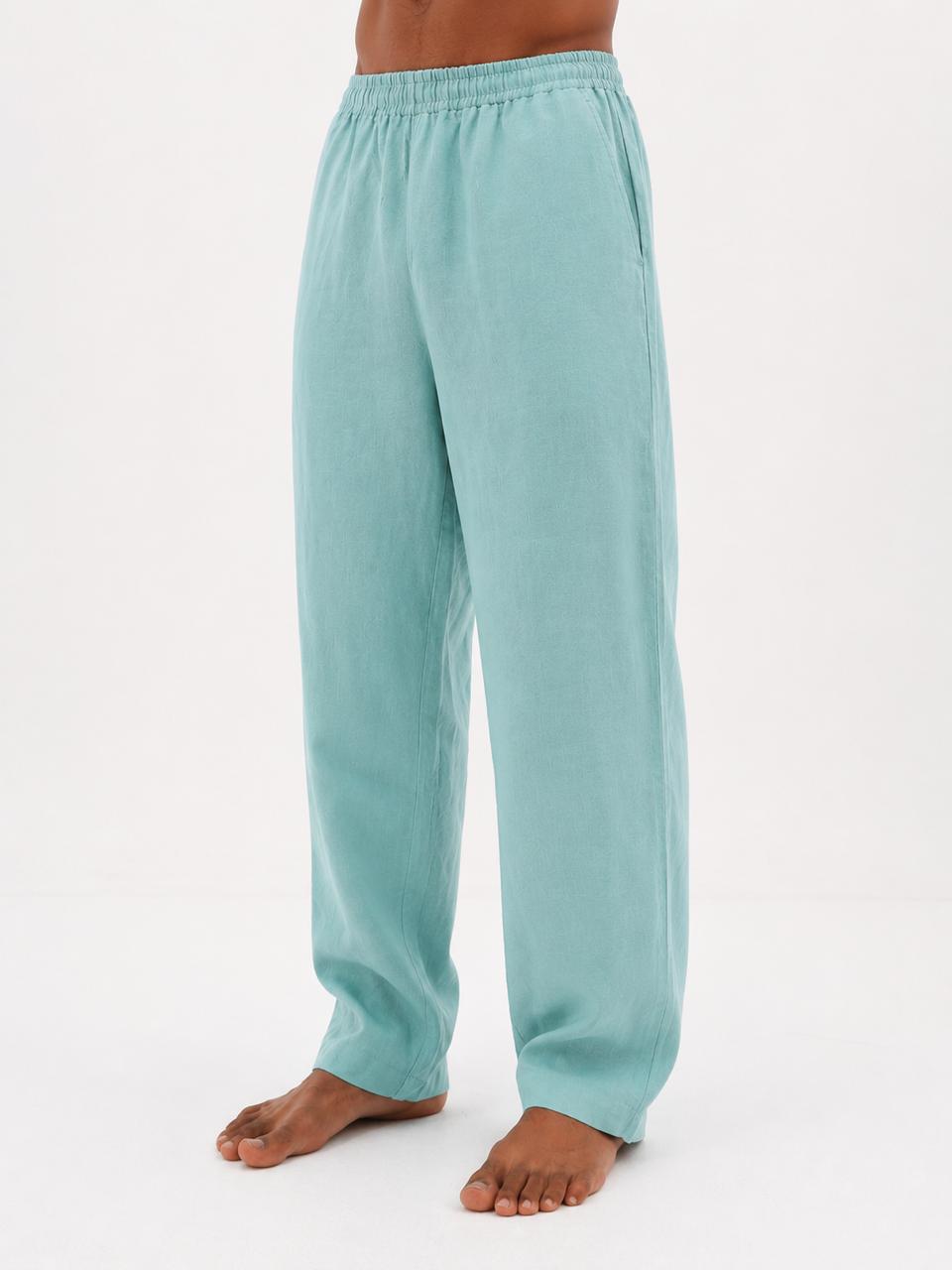 Pure Linen Pants (Mint Blue)