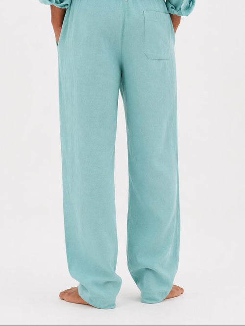 Pure Linen Pants (Mint Blue)