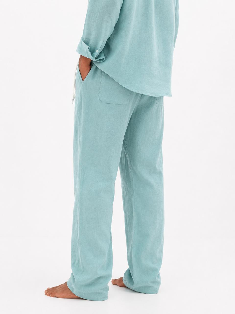 Pure Linen Pants (Mint Blue)