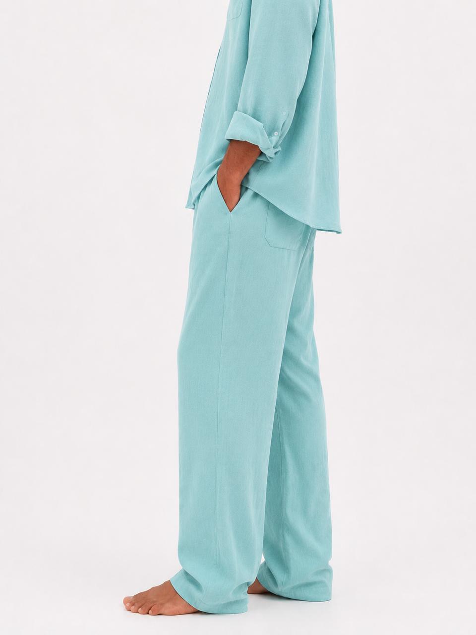 Pure Linen Pants (Mint Blue)