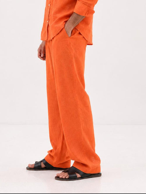 Pure Linen Pants (Orange)
