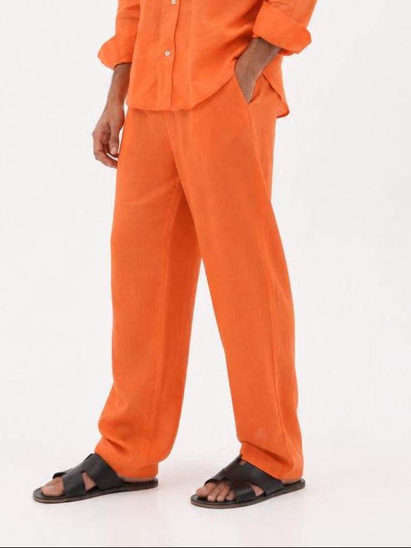 Pure Linen Pants (Orange)