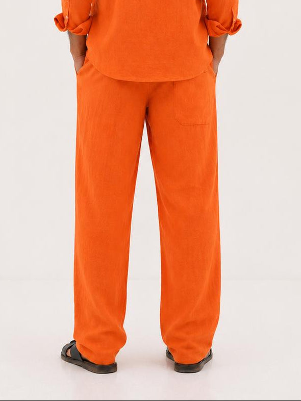 Pure Linen Pants (Orange)